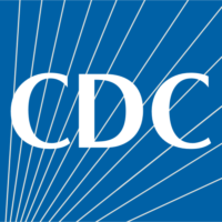CDC logo on a blue background with white diagonal lines.