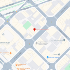 Vista del mapa que muestra la ubicación de Cloudworks Sant Joan marcada con un alfiler rojo en una cuadrícula de calles intersectadas por la avenida Diagonal y la calle de Manso en Barcelona. Se indican los puntos de referencia cercanos.